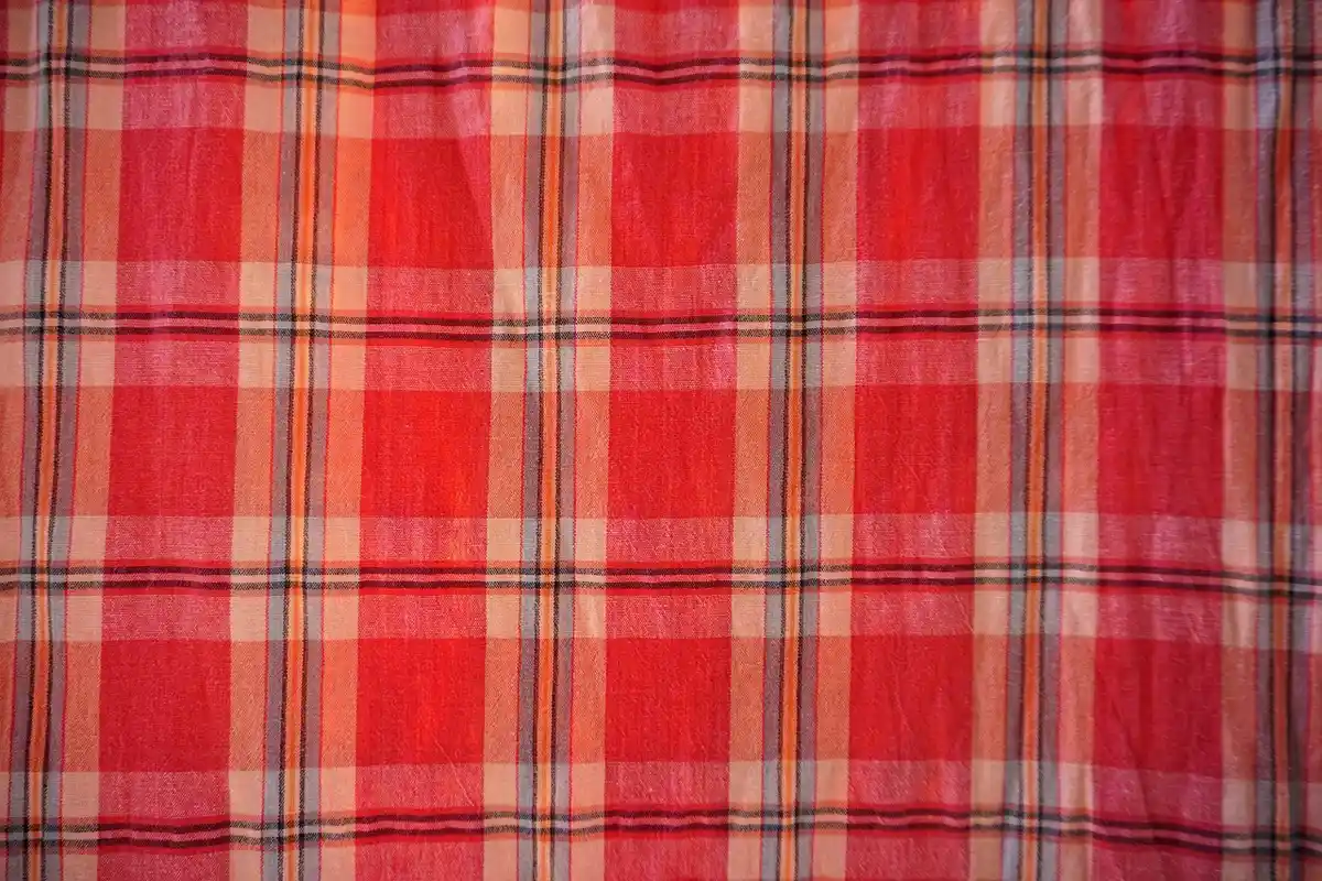 Close-up of red plaid fabric